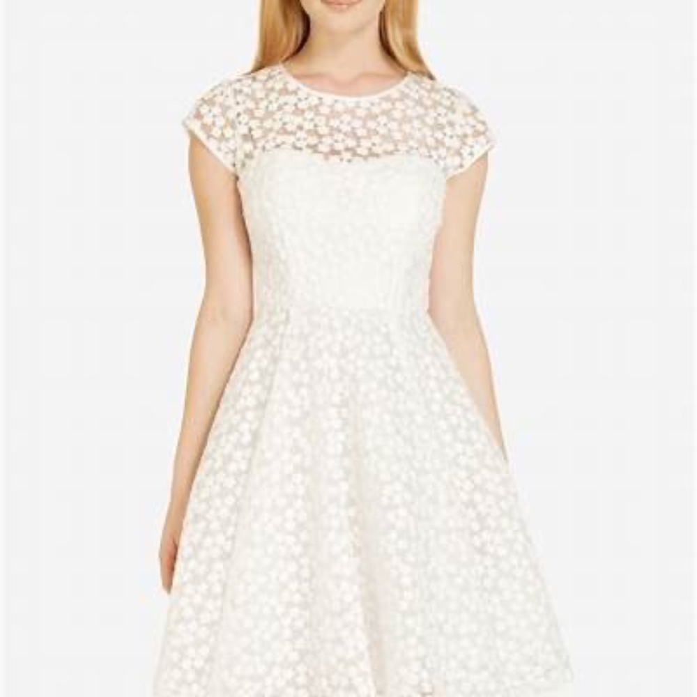 Ted Baker London Natalya White Embroidered Flower Dress, Size 0 (US Size 2)